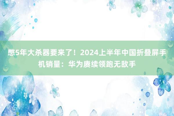 憋5年大杀器要来了！2024上半年中国折叠屏手机销量：华为赓续领跑无敌手