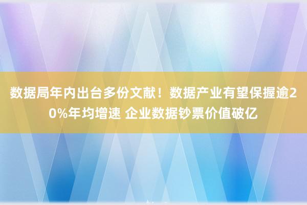 数据局年内出台多份文献！数据产业有望保握逾20%年均增速 企业数据钞票价值破亿