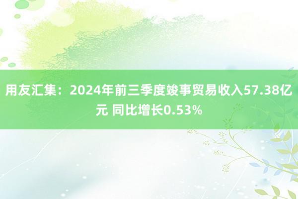 用友汇集：2024年前三季度竣事贸易收入57.38亿元 同比增长0.53%